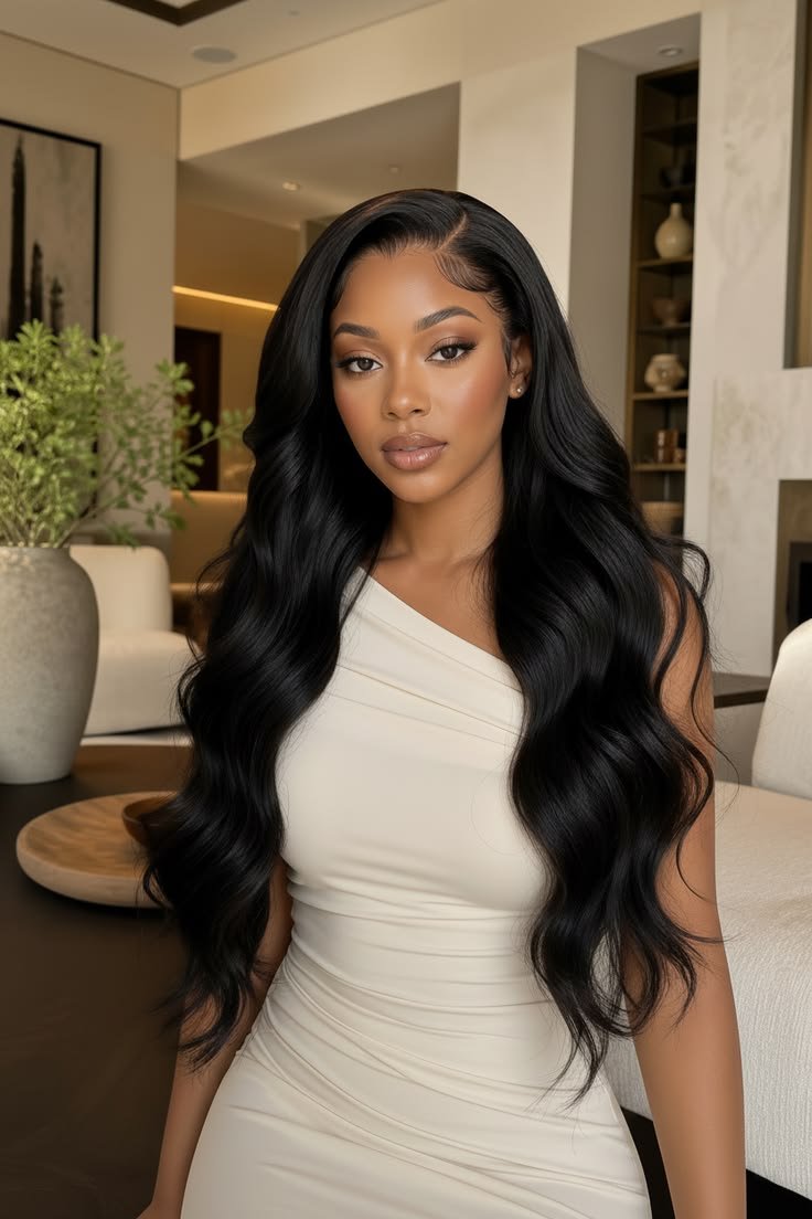 Femme noire portant une perruque lace front